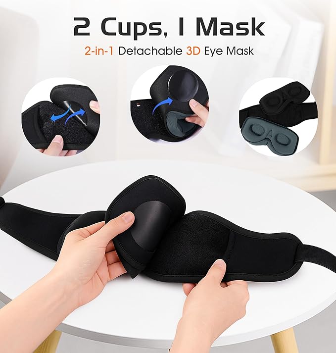 Bluetooth Sleep Mask, 2 in 1 Bamboo Cotton 3D Sleeping Headphones - Image 2