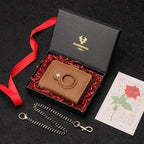 Mens Wallet Card Holder: Pop Up Aluminum Case, Genuine Leather, RFID Blocking - Image 2