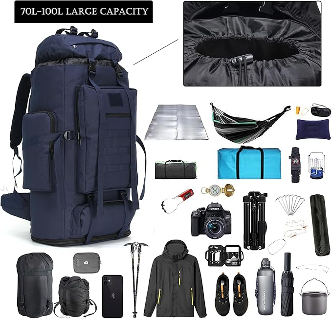Hiking Backpack for Men 70L/100L Camping Backpack Military Rucksack Molle 3 - Image 4