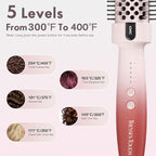 Thermal Brush, Blowout Long Lasting Look Curling Brush, 30s Fast Heated Round Brushes 1.5" Makes Hair Smoother Get Natural Curls, 5 Temp Settings, Universal Voltage for Travel, Easy to Use, Pink Red