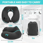 Inflatable Travel Neck Pillow for Airplane, Head Support Velvet Adult Neck - Image 3