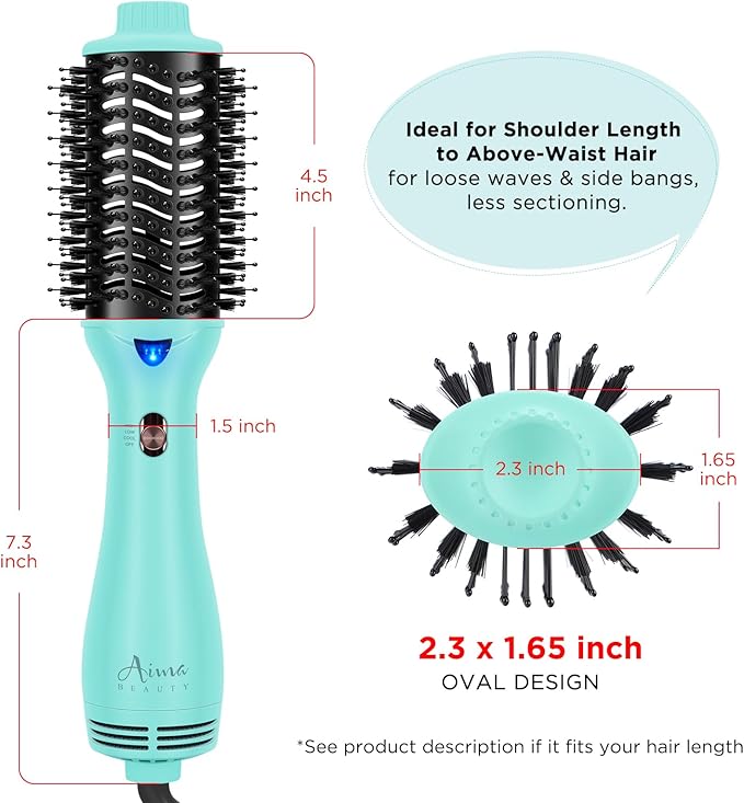 Hot Air Brush, Aima Beauty Professional One Step Hair Dryer & Volumizer 4 in 1 Upgrade Anti-Scald Negative Ionic Technology for All Hair Types, Light Green