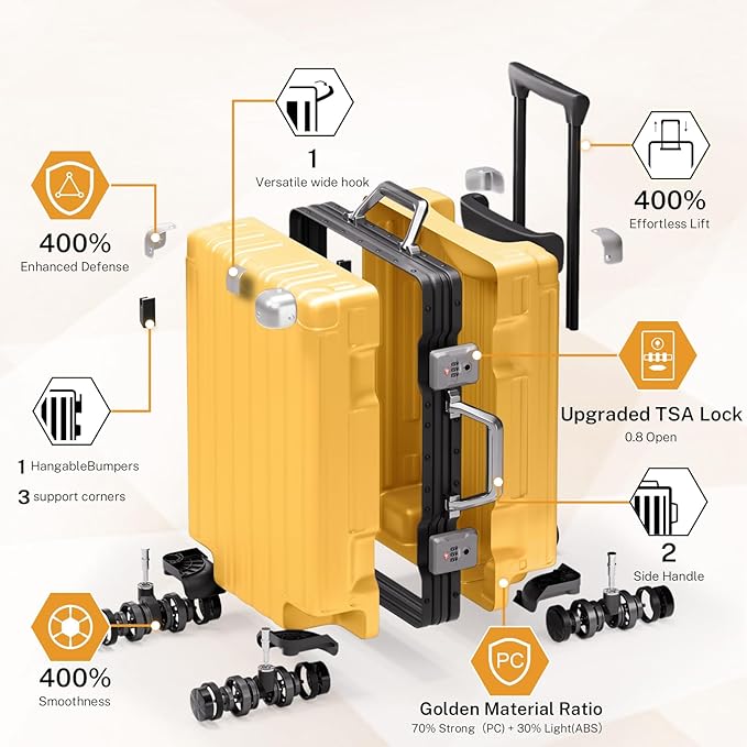 Krute Luggage 24 Inch Aluminum Frame Zipperless Suitcase - Image 4