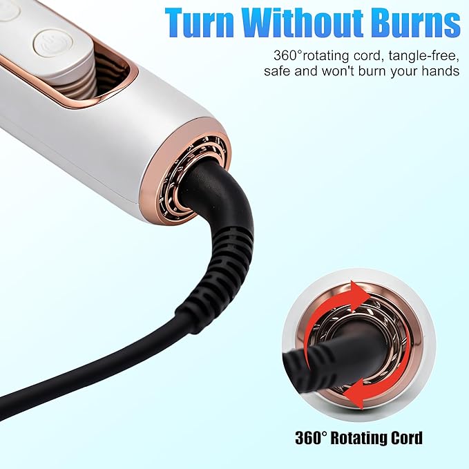 360° Airflow 2-in-1 Curling Iron & Straightener, 5 Temp Ceramic Negative Ion Styler, Cool Air Vents Lock Style, Dual Voltage Professional Hair Styler for Long/Short Hair