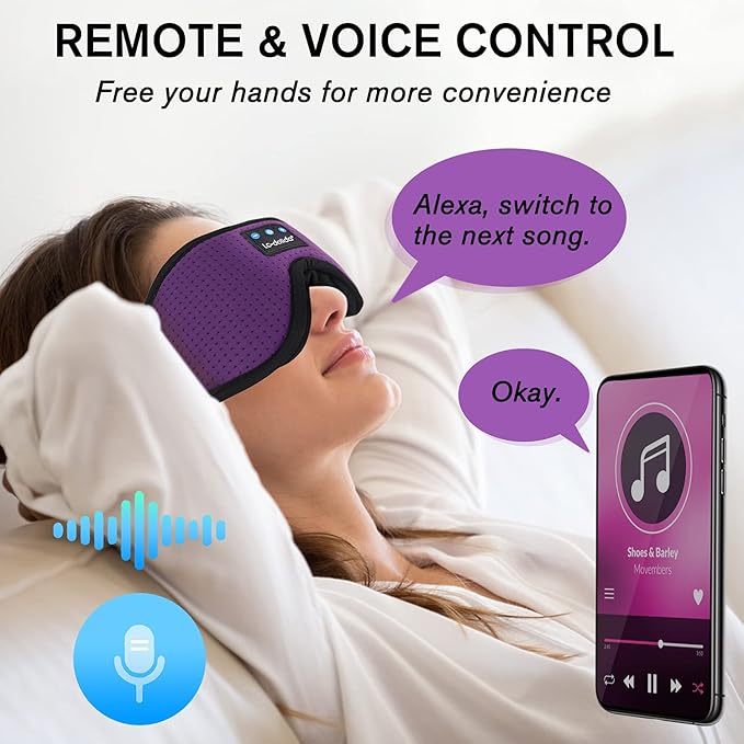 LC-dolida Sleep Headphones, Sleep Mask Bluetooth Wireless Music Eye Mask - Image 6