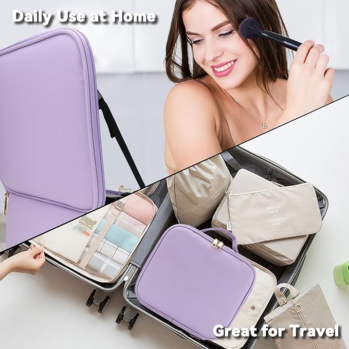 Travel Makeup Bag with LED Mirror and 10x magnifying glass with 3 Lighted - Image 6