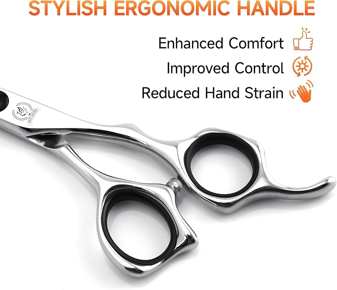 Fenice Peak Professional Straight Hair Cutting Scissors 5.5'' Barber Haircut Shears with Sharp Razor Edge 440C Hair Scissors with Ergonomic Design for Salon and Home User.