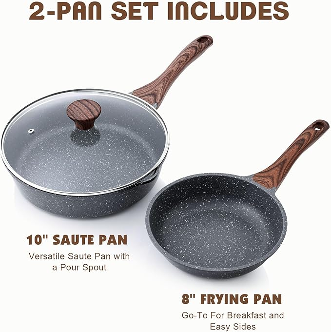 SENSARTE Nonstick Frying Pan Skillets, Swiss Granite Coating Omelette Pans - Image 3