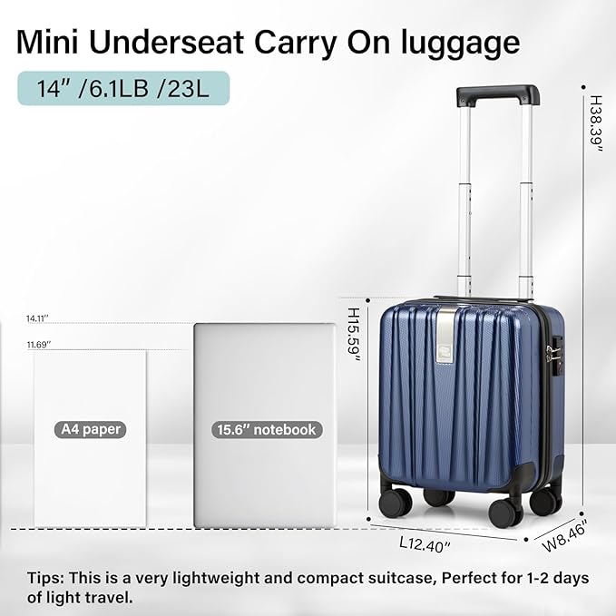 Hanke 14 Inch Underseat Carry On Luggage - Image 2