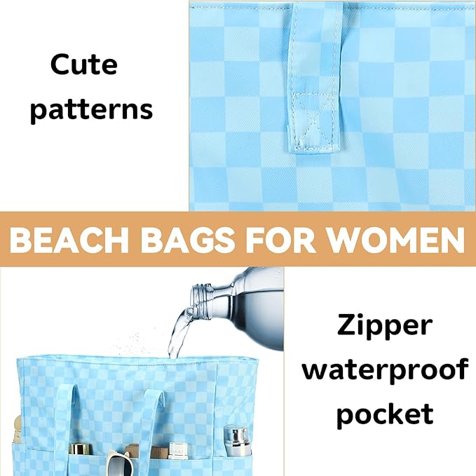 LEDAOU Beach Bag Waterproof Sandproof Women Tote Bag Pool Bag - Image 8