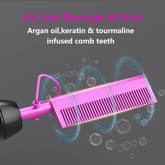 Dan Technology Mini Hot Pressing Comb 450℉ Dual Voltage Electric Straightener for Wigs and Natural Black Hair - Travel & Home Use