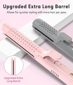 Farery Chill Set Soft-Air Curling Iron: Gentle Soft Air for Quick Styling & Long-Lasting Curls, Lock in Style with Cooling Air Vents, 2-in-1 Hair Straightener & Curler with Upgraded Long Barrel, Pink