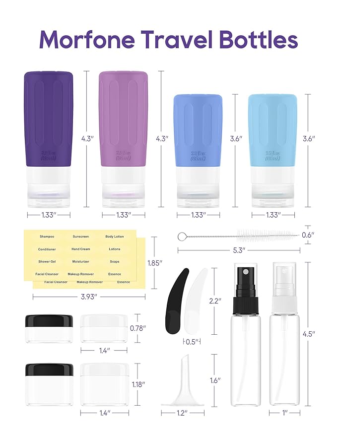 Morfone 16 Pack Silicone Travel Bottles Set - Image 6