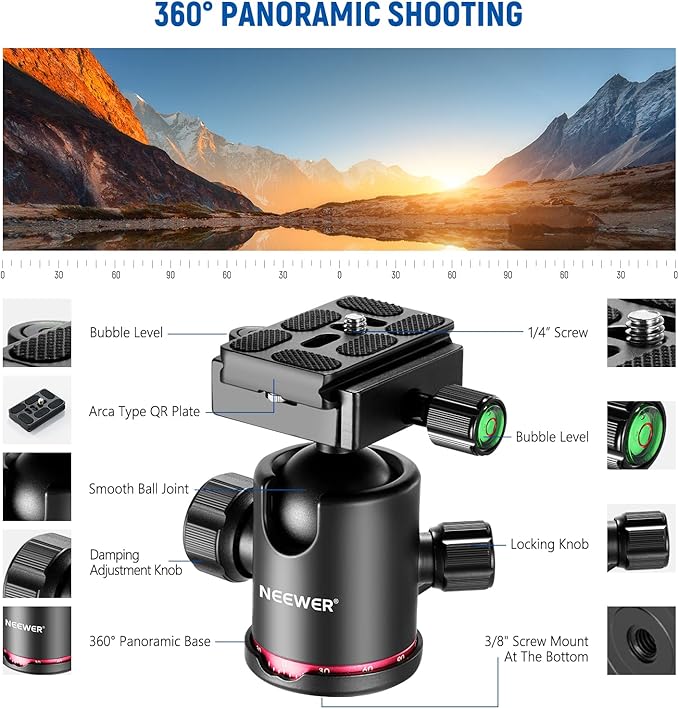 NEEWER Upgraded 80.7" Carbon Fiber Camera Tripod Monopod - Image 8
