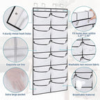 2 Packs Over the Door Shoe Organizer, 24 Extra Large Mesh Pockets Hanging Shoe - Image 3