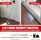 Door Security Bar, SECURITYMAN 2 in 1 Adjustable Door Stoppers Security Bar & - Image 2