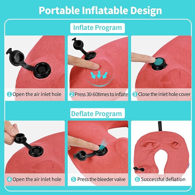 2 Pack Inflatable Travel Neck Pillows - Image 3