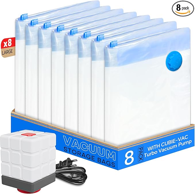 Vacuum Storage Bags for Clothing, 8 Large Vacuum Seal Bags Space Saver for by Vacbird