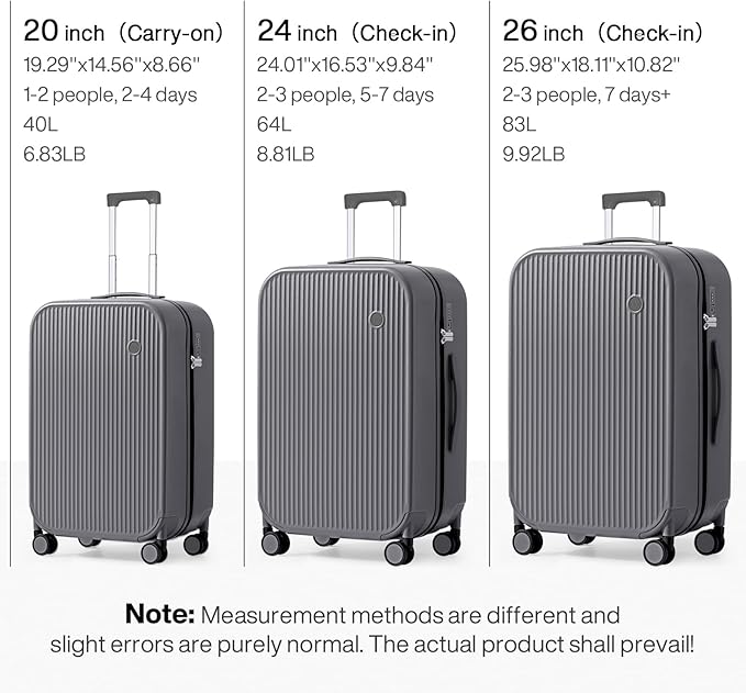mixi 24 Inch Checked Luggage PC Hardshell Suitcases - Image 6