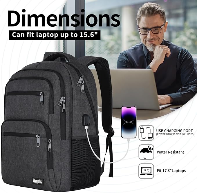 Backpck for Men Women, School Backpack for Boys Girls Teen, 15.6 inch Laptop - Image 3