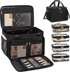 TANTO Extra Large Makeup Bag Travel Makeup Case Professional Makeup Artist Bag with 4 Clear Pouches Hairstylist Cosmetic Bag with Detachable Dividers and Shoulder Straps