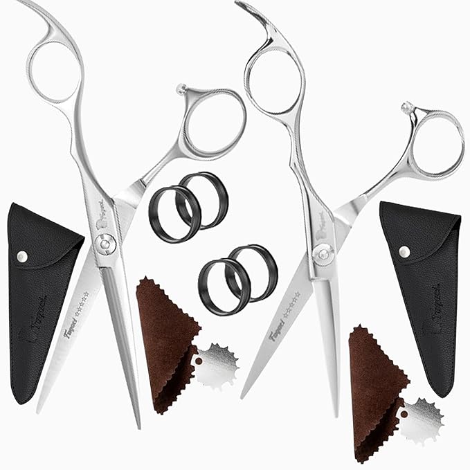 Fagaci Professional Hair Scissors Extremely Sharp Blades, Fine Cutting Blades, Hair Cutting Scissors Professional, Hair Shears, Barber Scissors Set for Men and Women, Haircut Scissors Hair Kit