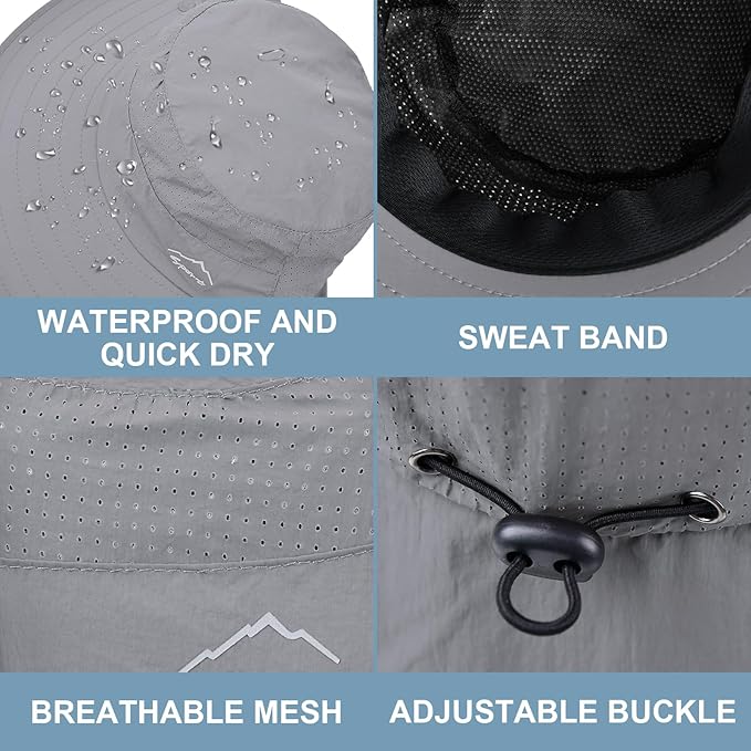 Sun Hat for Men Women with Neck Flap, UPF 50+ UV Protective Hiking Fishing Hats - Image 4