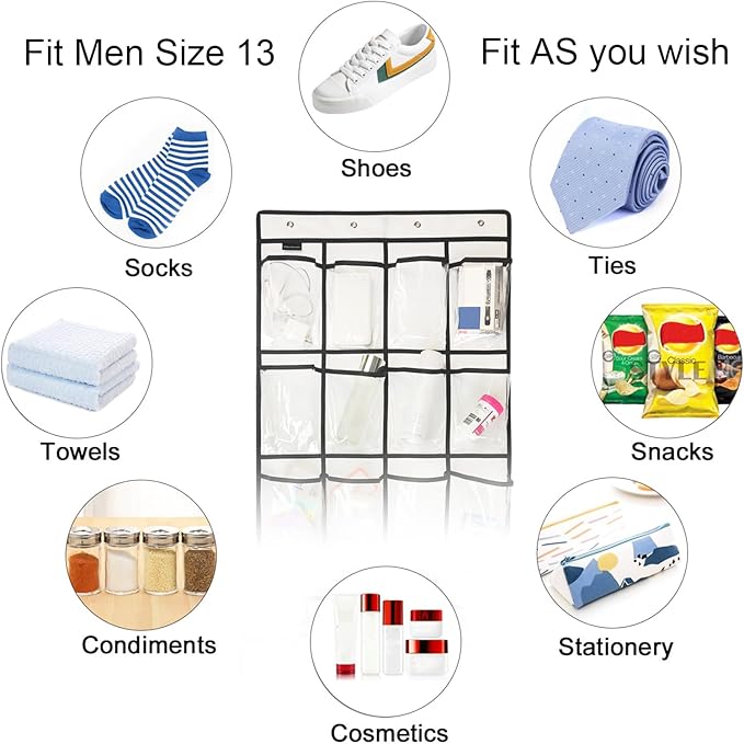 Extra Large Hanging Crystal Clear Over Door Shoe Organizers, Closet Shoe - Image 5