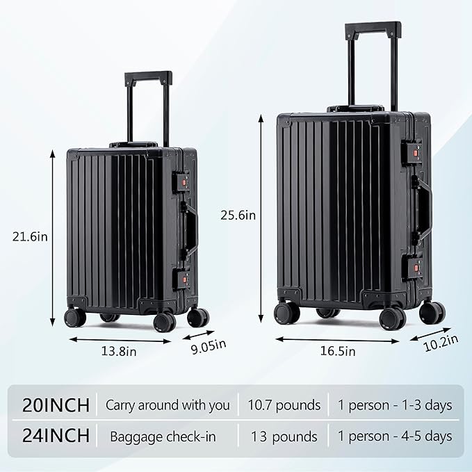 YYW Aluminum Carry-On Luggage Airline Approved Lightweight Suitcase - Image 3