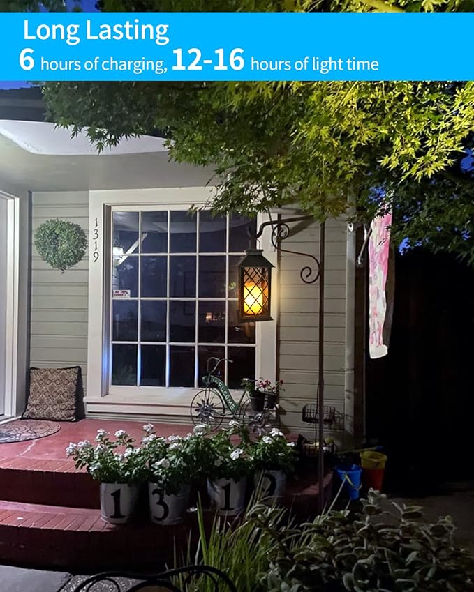 SHYMERY Solar Lantern, Outdoor Garden Hanging Lanterns, 2 Pack 14 Inch Lasts 3X - Image 2