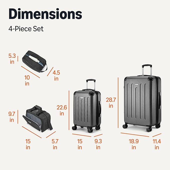 Amazon Basics 4-Piece Luggage Set, Including Two Hardside Suitcases - Image 7