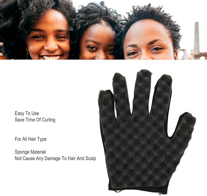 ZJchao Magic Hair Curling Sponge Gloves, Curling Sponge Glove, Afro Coil Flexible Portable Hair Sponge, for Barbers Brush Styling Tool, for Barber Salon