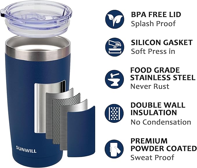 SUNWILL Travel Coffee Tumbler 20 oz, Insulated Mug - Image 2