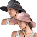 ZOORON Women's Ponytail Safari Sun Hat, Wide Brim UV Protection Outdoor Bucket by ZOORON