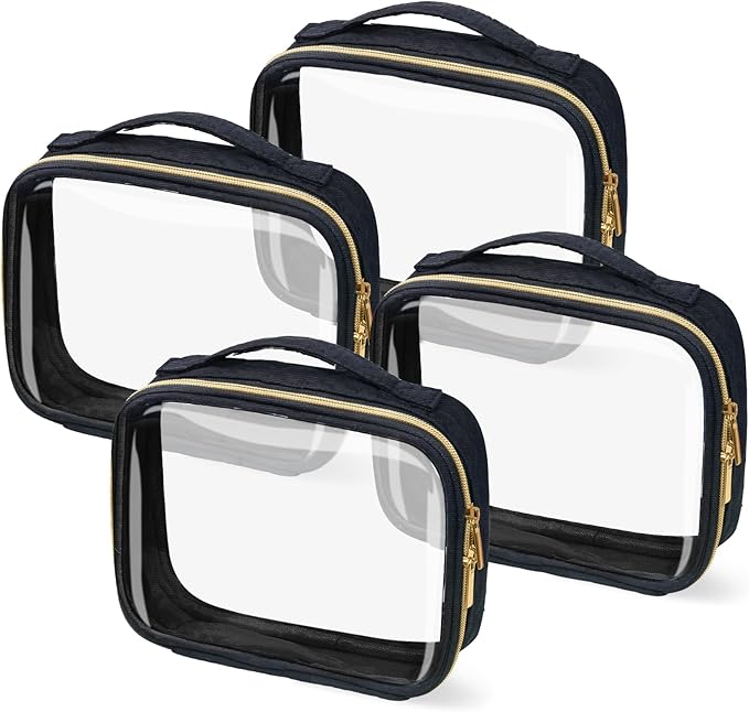 TSA Approved Travel Toiletry Bag, 4 Pack Clear Makeup Bags by FAYORORY