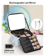 Relavel Travel Makeup Bag with LED Mirror, Portable Cosmetic Train Case with 3 - Image 7