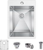 15x20 inch Drop in Bar Sink, 15 inch Small Kitchen Sink 18 Gauge Single Bowl - Image 8