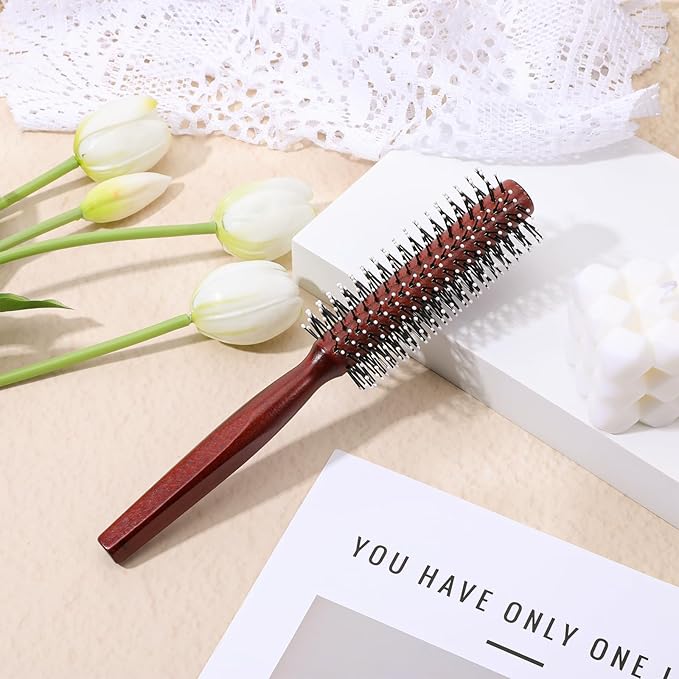 Small Round Brush for Short Hair, Round Brush for Blow Drying Styling Curling Heat Resistant Nylon Spherical Comb Teeth Styling Brushes Portable Travel Size Circular Hairbrush for Women and Men