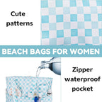 LEDAOU Large Beach Tote Bag Women Waterproof Sandproof Zipper Beach Tote Bag - Image 9