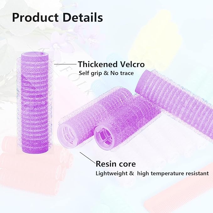 18PCS Self Grip Small Hair Curlers Heatless Roller Hair Curlers Pro Salon Hairdressing Curler DIY Curly Hairstyle Hair Rollers Tools Rat Tail Comb for Women Medium Short Hair(Purple)