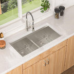 Lordear 36 Inch Undermount Kitchen Sink Double Bowl Stainless Steel Kitchen - Image 3