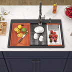 33 Inch Drop in Granite Composite Black Kitchen Sink-Donsdey Double Bowl - Image 2
