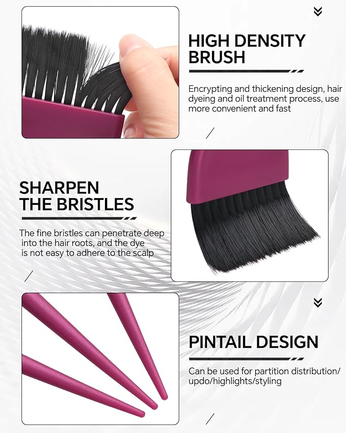 3 Pack Hair Color Brush Set - Professional Hair Dye Brush for Stylist, for Highlighting, Tint and Coloring Sections - Women Men Salon Use Home DIY Dyeing