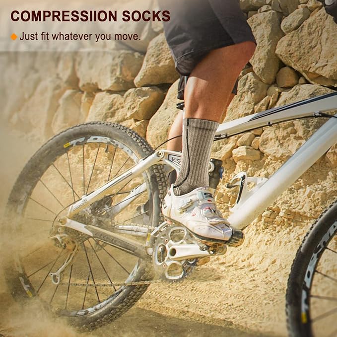 BULLIANT Compression Socks for Men 6Pairs, Athletic Crew Socks Cushioned For - Image 6