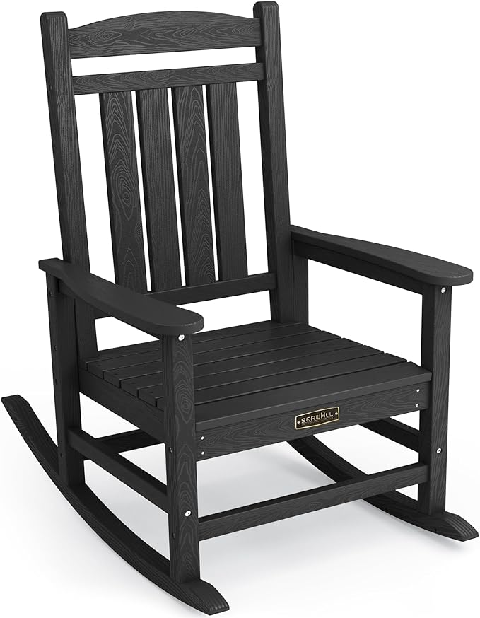 SERWALL Outdoor Rocking Chair, HDPE Patio Rocking Chair All-Weather Porch Rocker by SERWALL