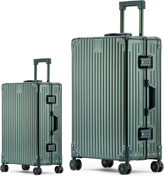 Metal All Aluminum Carry-on Luggage TSA Customs Lock Zipperless Silent Rotary by XZSP+AISU