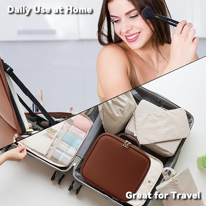 Travel Makeup Bag with LED Mirror and 10x magnifying glass with 3 Lighted - Image 6