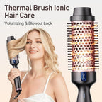 Thermal Brush 1.77", Long Lasting Hair Curling Iron Brush, Ionic Heated Round Brushes Makes Hair Smoother Get Natural Curls, 2 Temp Settings, Universal Voltage for Travel, Easy to Use, Rose Gold