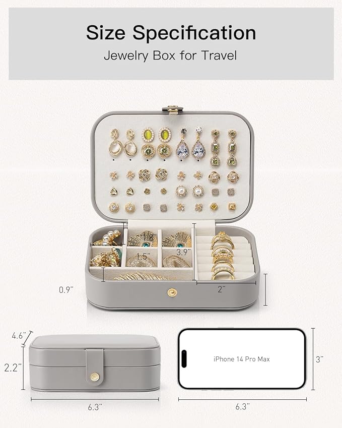 Vlando Travel Jewelry Case, PU Leather Travel Jewelry Box - Image 9