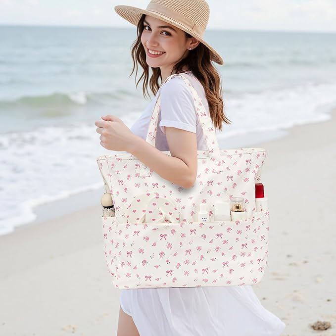 Beach Pool Bags Tote for Women Ladies Large Gym Tote Carry On Bag - Image 6
